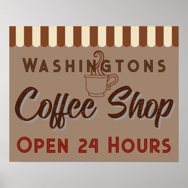 Personalisiertes Vintages Coffee Shop Schild Poste (Vorne)