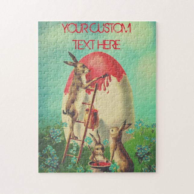 Personalisiertes Vintages EASTER Ei Bunny Rustikal (Vertikal)