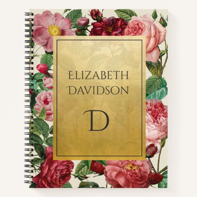 Personalisiertes Vintages Flora Elegante Notizbuch (Vorderseite)