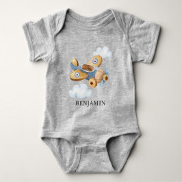 Personalisiertes Vintages Flugzeugspielzeug Baby Strampler