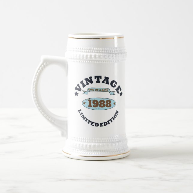 Personalisiertes Vintages Geburtstagsgeschenk Bierglas (Links)