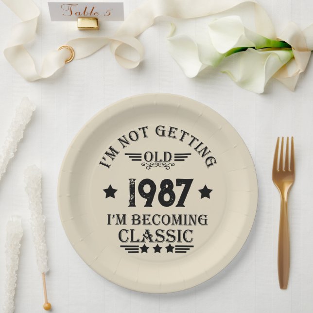 Personalisiertes Vintages Geburtstagsgeschenk Pappteller (Hochzeit)