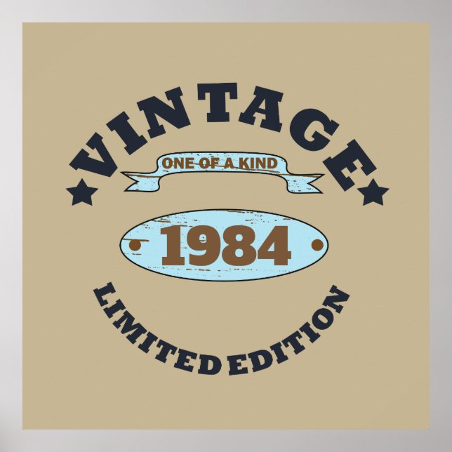 Personalisiertes Vintages Geburtstagsgeschenk Poster (Vorne)