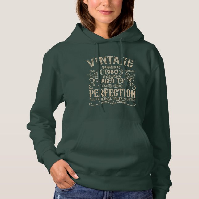 Personalisiertes Vintages Geburtstagskennzeichen Hoodie (Vorderseite)