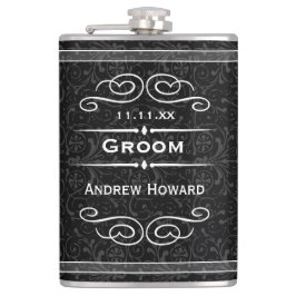 Personalisiertes Vintages Groom-Hochzeitdatum Flachmann