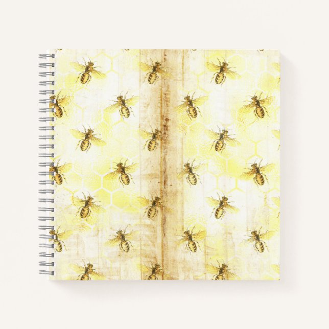 Personalisiertes Vintages HonigbienenNotebook Notizbuch (Vorderseite)