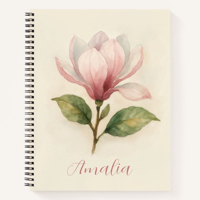 Personalisiertes Vintages Magnolia Spiral Notebook Notizbuch (Vorderseite)