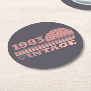 Personalisiertes Vintages Party 40. Geburtstag Runder Pappuntersetzer