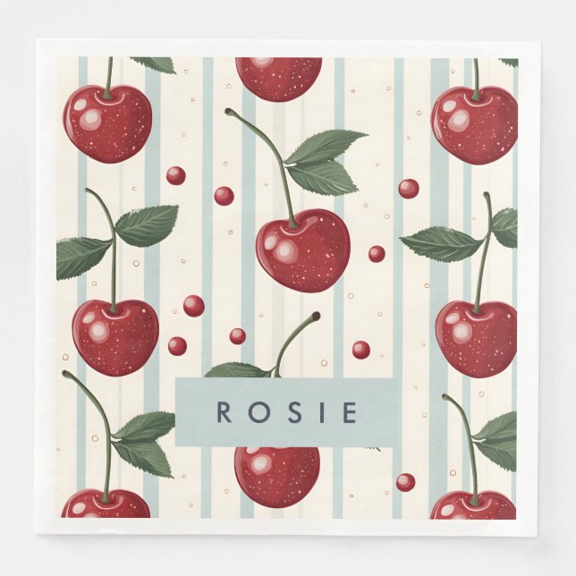 Personalisiertes Vintages Retro-Rotkrebsmuster Serviette (Vorderseite)