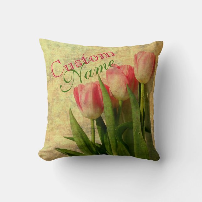 Personalisiertes Vintages Tulpe-Kissen Kissen (Vorderseite)