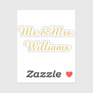 Personalisiertes Vinyl Hochzeitsschild mit goldene Aufkleber