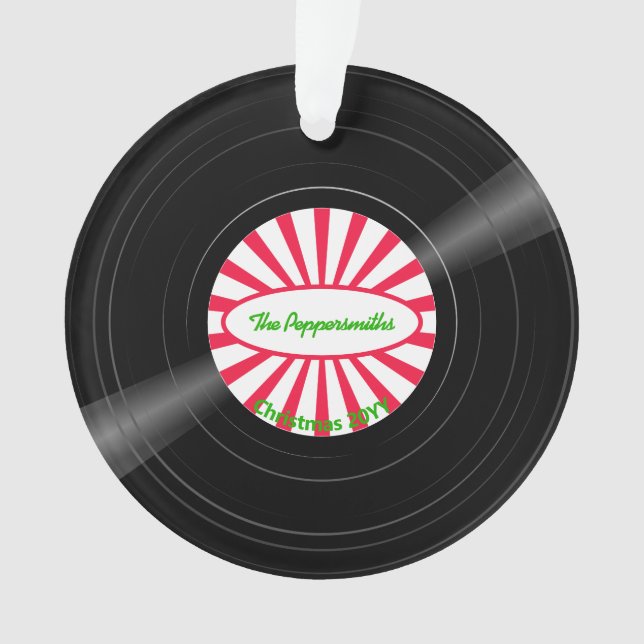 Personalisiertes Vinyl Record Red Sternexplosion F Ornament (Vorderseite)