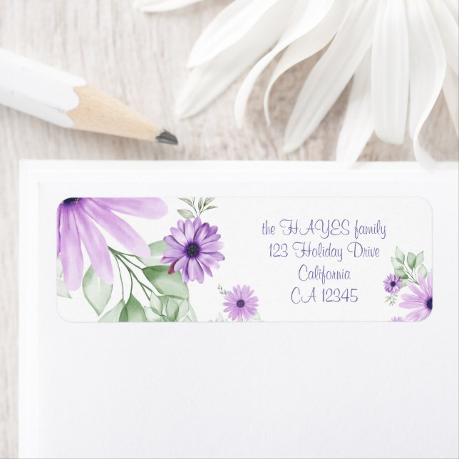 Personalisiertes Violett Grün, Aquarellfarben Blum (Insitu)