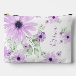 Personalisiertes Violett Grün, Aquarellfarben Blum Zubehörtasche