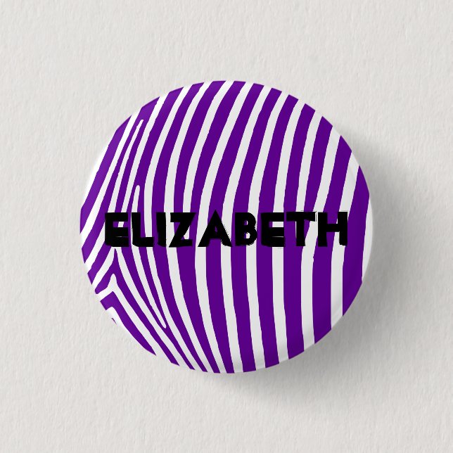 Personalisiertes Violett Lila Zebra Streifen Button (Vorderseite)