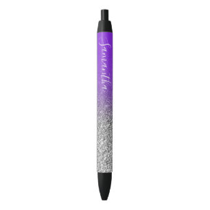 Personalisiertes violettes Silber-Ombre-Glitter Kugelschreiber