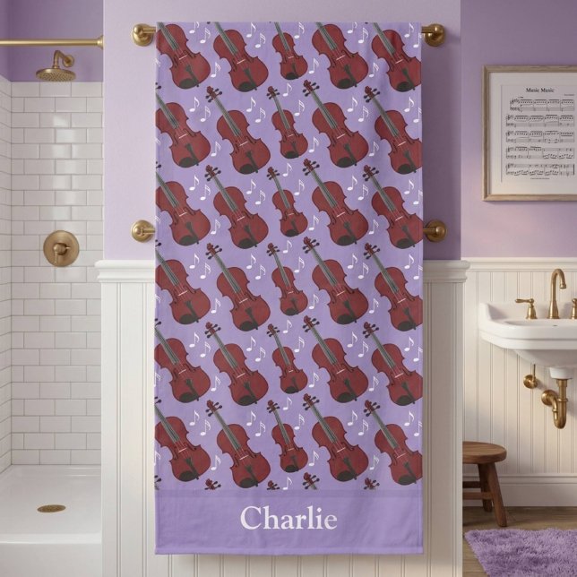 Personalisiertes violettes Violin Badehandtuch (Von Creator hochgeladen)