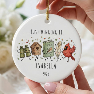 Personalisiertes Vogel-Liebhaber-Ornament Keramik Ornament