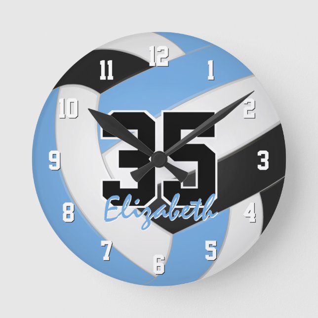 personalisiertes Volleyball-Mädchen Runde Wanduhr (Vorderseite)