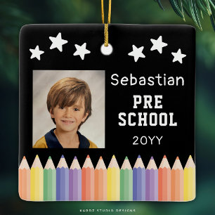 Personalisiertes Vorschul-Farb-Foto-Andenken Keramikornament