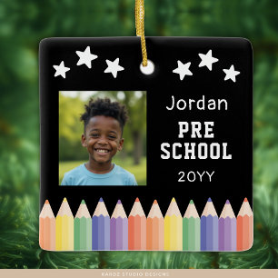 Personalisiertes vorschulisches farbiges Foto Keramikornament