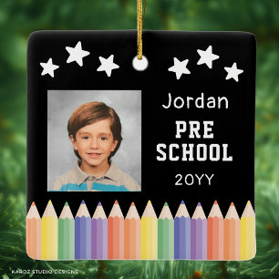 Personalisiertes vorschulisches farbiges Foto Keramikornament