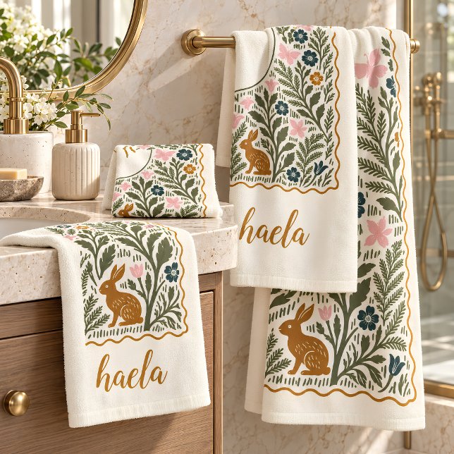 Personalisiertes Wald-Farn-Monogramm Badhandtuch Set (Von Creator hochgeladen)