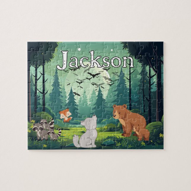Personalisiertes Wald-Kinder-Name-Puzzle (Horizontal)