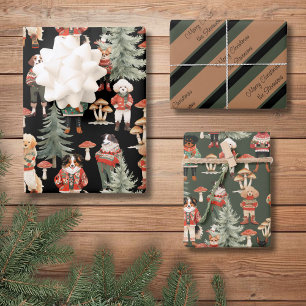Personalisiertes Waldhund-Weihnachtspapier Geschenkpapier Set