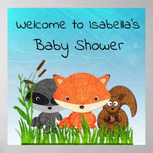 Personalisiertes Waldland Kreaturen Kinderduschpla Poster