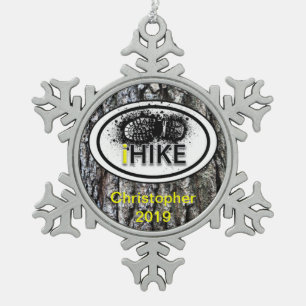 Personalisiertes Wandern "WIKE" Tree Frische Pasta Schneeflocken Zinn-Ornament