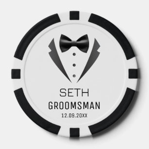 Personalisiertes Wappen auf der Hochzeitstuxedo fü Pokerchips