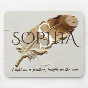 Personalisiertes Warmbraunes Feder-Monogramm  Mousepad