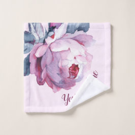 Personalisiertes Waschlappen Lila rosa Rosen