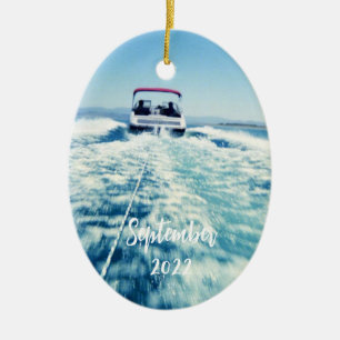 Personalisiertes Wasser-Sport-Speedboot-Foto-Oval Keramik Ornament