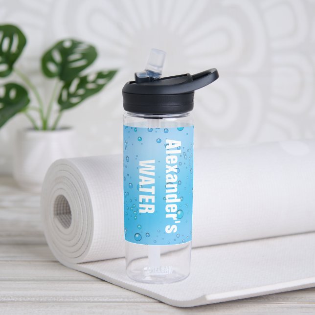 Personalisiertes Wasserblau und klare Wasserblasen Trinkflasche (Yoga)
