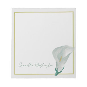 Personalisiertes Wasserfarben-Calla-Lily-Notizbuch Notizblock