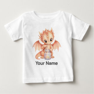 Personalisiertes Wasserfarben-Drachen-Staubglas Baby T-shirt