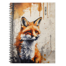 Personalisiertes Wasserfarben-Fuchs-Notizbuch