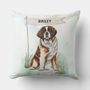 Personalisiertes Wasserfarben-Hund Saint Bernard Kissen