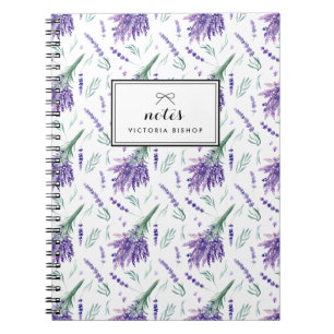Personalisiertes Wasserfarben-Lavender Bouquet-Mus Notizblock