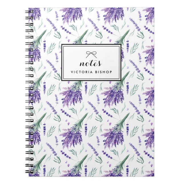 Personalisiertes Wasserfarben-Lavender Bouquet-Mus Notizblock (Vorderseite)