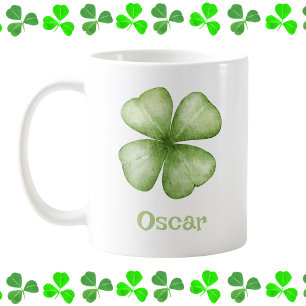 Personalisiertes Wasserfarben-Shamrock Kaffeetasse