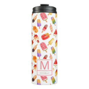 Personalisiertes Wasserfarben-Sommer-Eis-am-Stiel- Thermosbecher