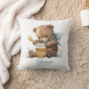 Personalisiertes Wasserfarben-Teddybär-Honigglas Kissen
