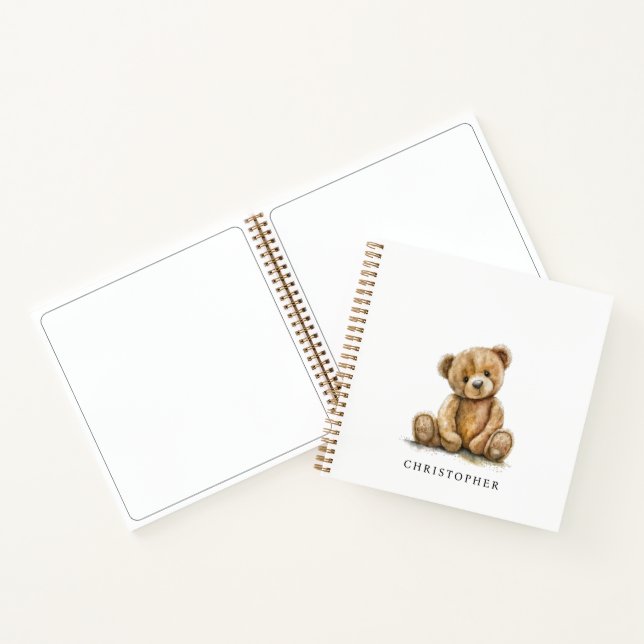 Personalisiertes Wasserfarben-Teddybär-Kinder-Skiz Notizbuch (Innenseite)