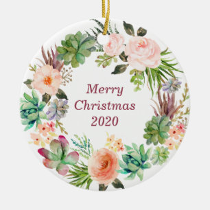 Personalisiertes Wasserfarbenblumenreich Keramik Ornament
