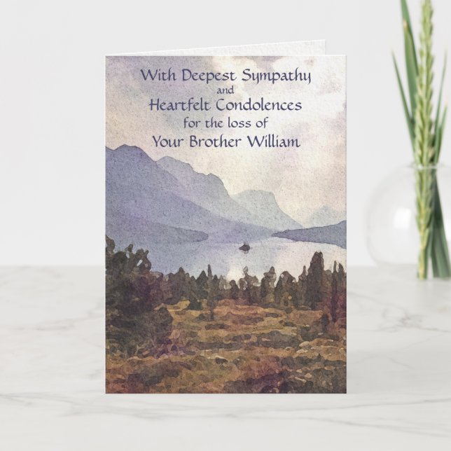 Personalisiertes Wasserfarbengebirge Beileid Karte (Vorderseite)
