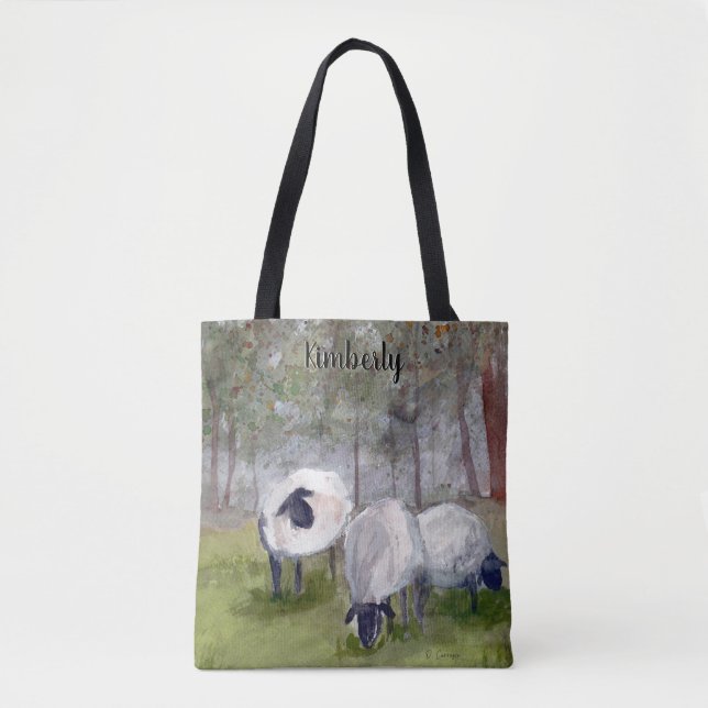 Personalisiertes Wasserfarbenschaf Tasche (Vorderseite)