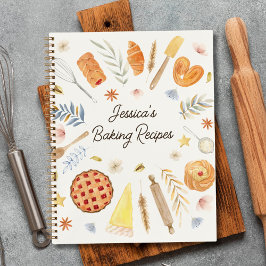 Personalisiertes Watercolor Baking Rezept Journal Notizbuch